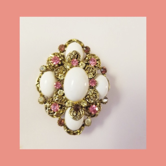 Vintage Jewelry Vintage 6s Ultra Glam Pink Rhinestone Brooch Pin